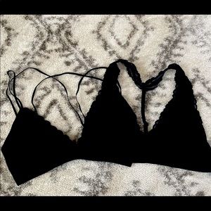 2 non padded black bralettes